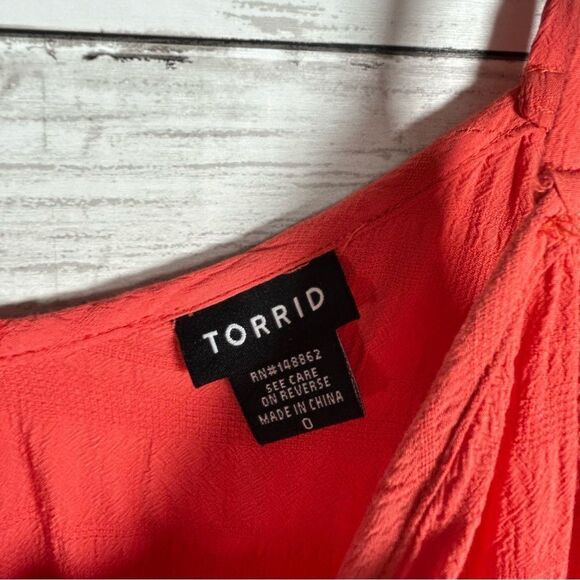 Torrid Terracotta Orange Textured Crinkled Flared Tie Front Cami 0 10-12 L - Picture 5 of 6